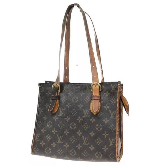 LOUIS VUITTON Popincourt Haut Shoulder Bag Monogram Leather Brown - Picture 1 of 16
